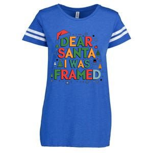 Dear Santa I Was Framed Christmas Outfit Funny Gift Enza Ladies Jersey Football T-Shirt