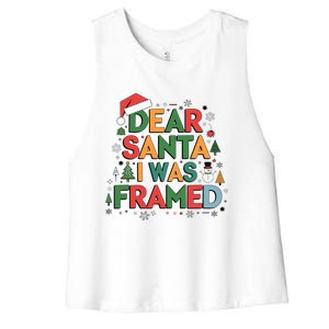 Dear Santa I Was Framed Christmas Outfit Funny Gift Women's Racerback Cropped Tank