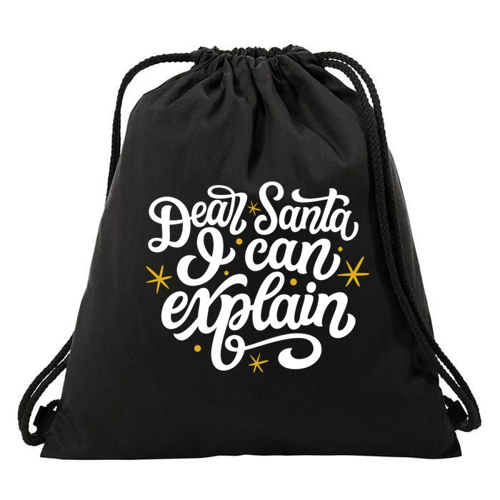 Dear Santa I Can Explain Christmas Holiday Funny Drawstring Bag