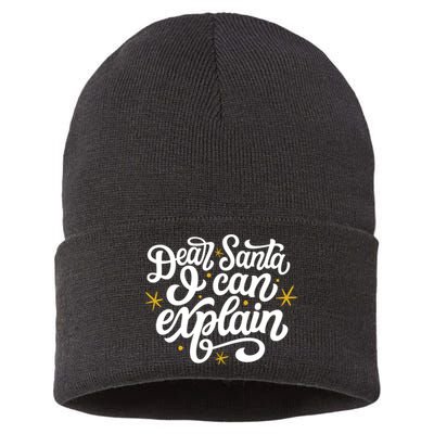 Dear Santa I Can Explain Christmas Holiday Funny Sustainable Knit Beanie