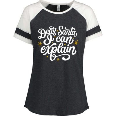 Dear Santa I Can Explain Christmas Holiday Funny Enza Ladies Jersey Colorblock Tee