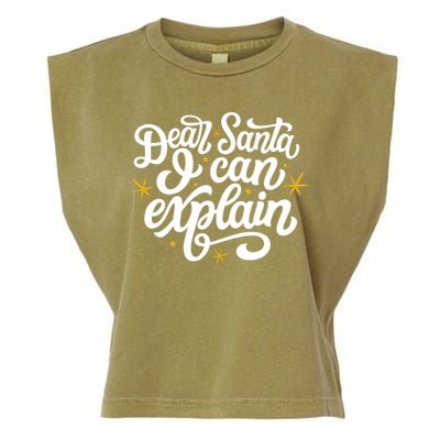 Dear Santa I Can Explain Christmas Holiday Funny Garment-Dyed Women's Muscle Tee