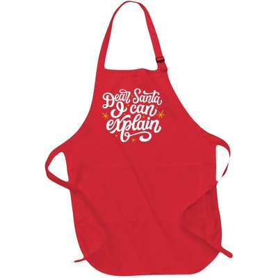 Dear Santa I Can Explain Christmas Holiday Funny Full-Length Apron With Pockets