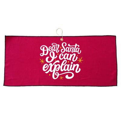 Dear Santa I Can Explain Christmas Holiday Funny Large Microfiber Waffle Golf Towel