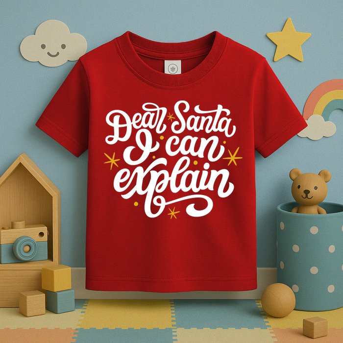 Dear Santa I Can Explain Christmas Holiday Funny Toddler T-Shirt