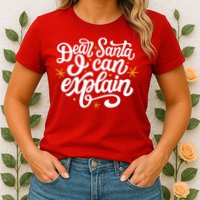 Dear Santa I Can Explain Christmas Holiday Funny Womens T-Shirt