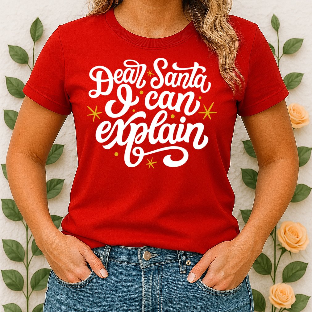 Dear Santa I Can Explain Christmas Holiday Funny Womens T-Shirt