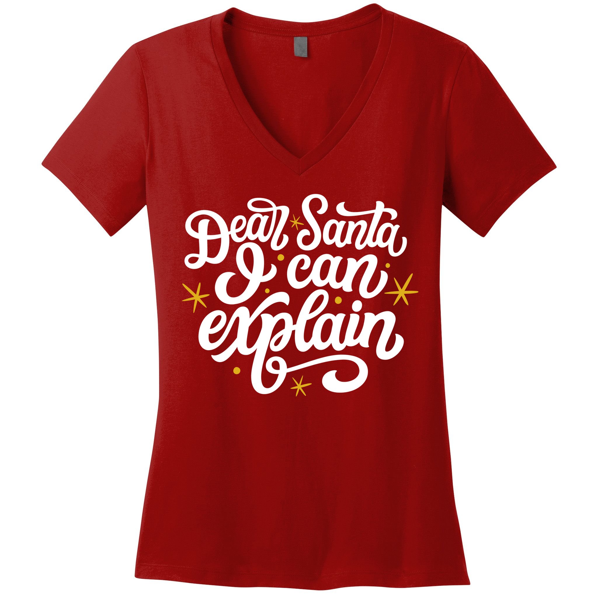 Dear Santa I Can Explain Christmas Holiday Funny Women's V-Neck T-Shirt
