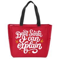 Dear Santa I Can Explain Christmas Holiday Funny Zip Tote Bag