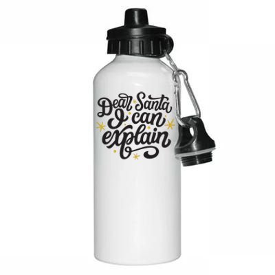 Dear Santa I Can Explain Christmas Holiday Funny Aluminum Water Bottle 