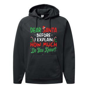 Dear Santa I Can Explain Funny Christmas  Performance Fleece Hoodie