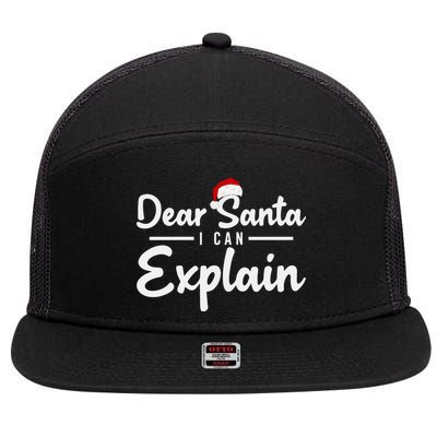 Dear Santa I Can Explain 7 Panel Mesh Trucker Snapback Hat