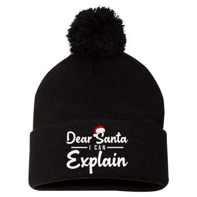Dear Santa I Can Explain Pom Pom 12in Knit Beanie