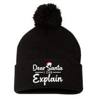 Dear Santa I Can Explain Pom Pom 12in Knit Beanie