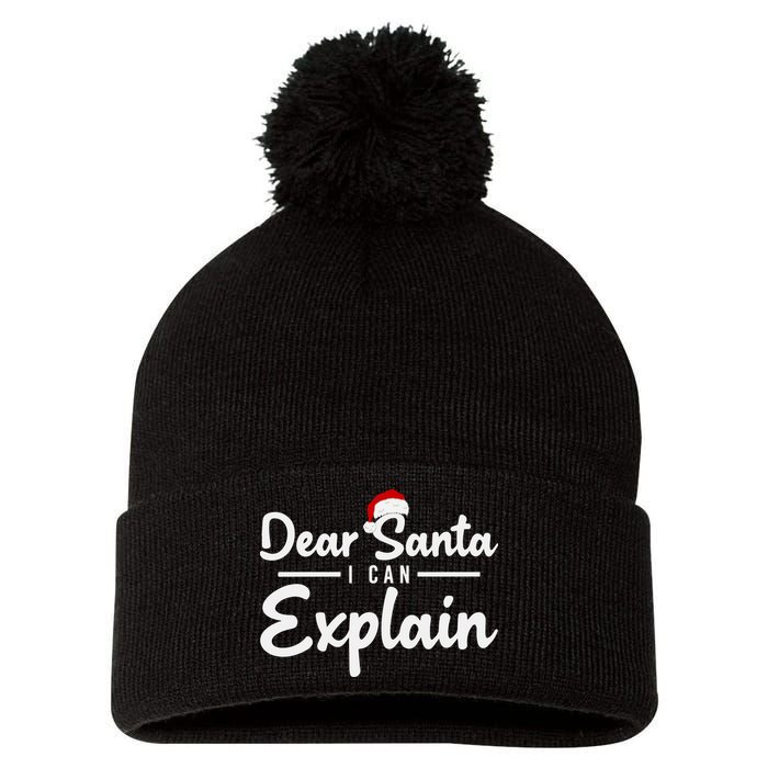 Dear Santa I Can Explain Pom Pom 12in Knit Beanie