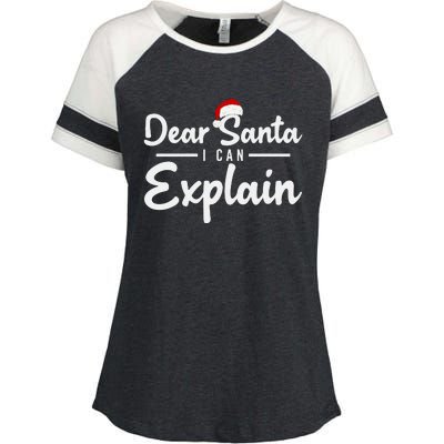 Dear Santa I Can Explain Enza Ladies Jersey Colorblock Tee