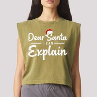 Dear Santa I Can Explain Garment-Dyed Women's Muscle Tee
