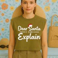 Dear Santa I Can Explain Garment-Dyed Women's Muscle Tee