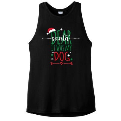 Dear Santa It Was My Dog Funny Christmas Ladies PosiCharge Tri-Blend Wicking Tank