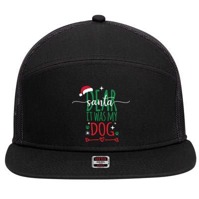 Dear Santa It Was My Dog Funny Christmas 7 Panel Mesh Trucker Snapback Hat
