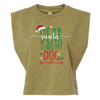 Dear Santa It Was My Dog Funny Christmas Garment-Dyed Women's Muscle Tee