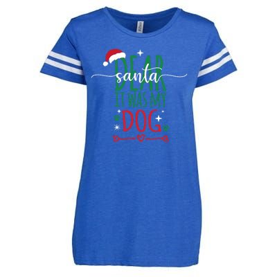 Dear Santa It Was My Dog Funny Christmas Enza Ladies Jersey Football T-Shirt