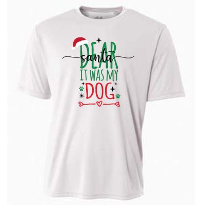 Dear Santa It Was My Dog Funny Christmas Cooling Performance Crew T-Shirt