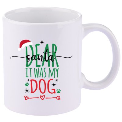 Dear Santa It Was My Dog Funny Christmas 11oz C Handle Ceramic Mug