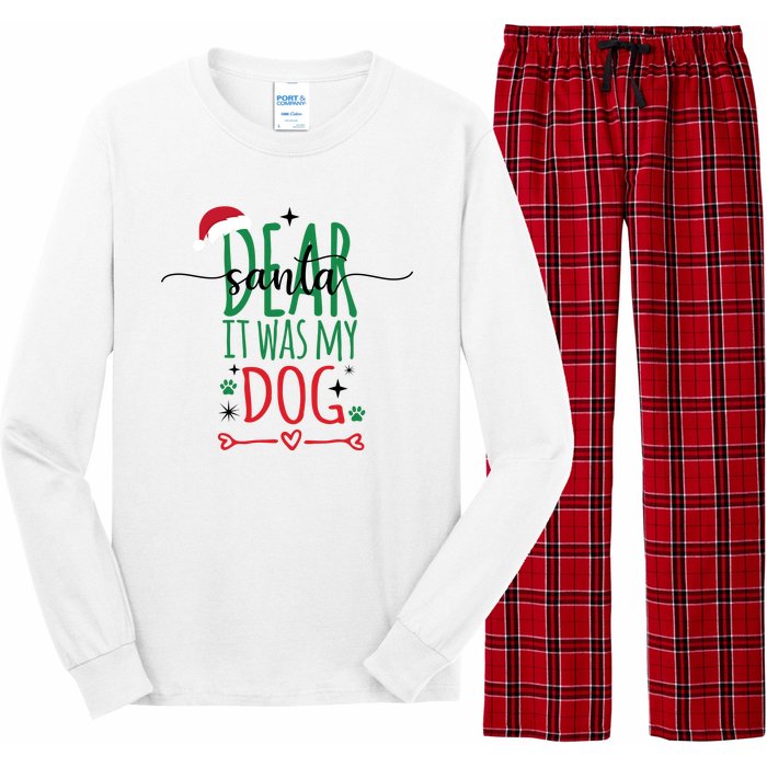 Dear Santa It Was My Dog Funny Christmas Long Sleeve Pajama Set