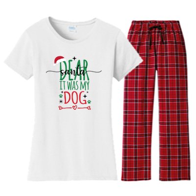 Dear Santa It Was My Dog Funny Christmas Women's Flannel Pajama Set