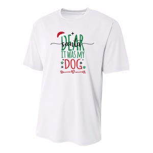 Dear Santa It Was My Dog Funny Christmas Youth Performance Sprint T-Shirt