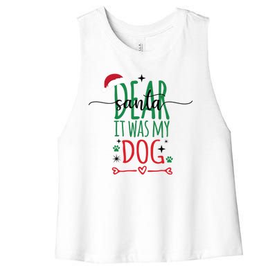 Dear Santa It Was My Dog Funny Christmas Women's Racerback Cropped Tank