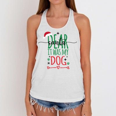 Dear Santa It Was My Dog Funny Christmas Women's Knotted Racerback Tank