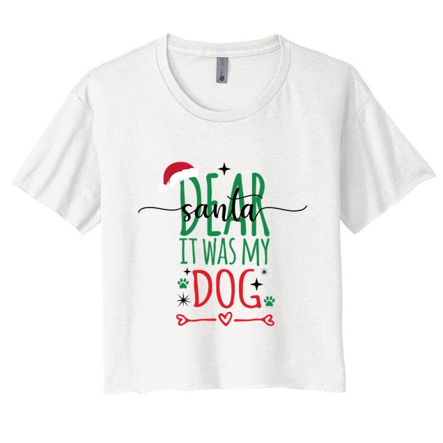 Dear Santa It Was My Dog Funny Christmas Crop Top