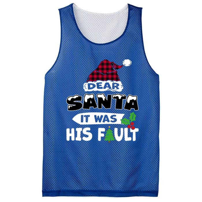 Dear Santa It Was His Fault His And Her Christmas Great Gift Mesh Reversible Basketball Jersey Tank