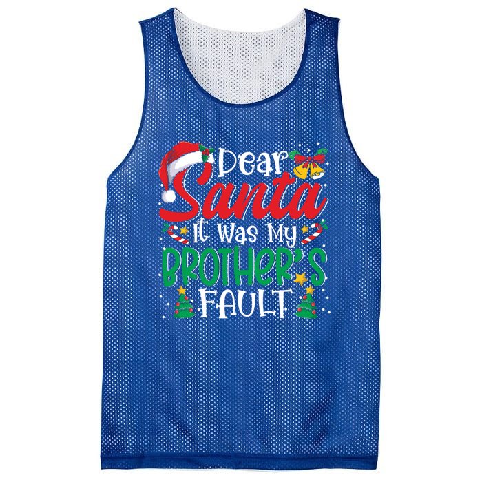 Dear Santa It Was My BrotherS Fault Funny Christmas Funny Gift Mesh Reversible Basketball Jersey Tank