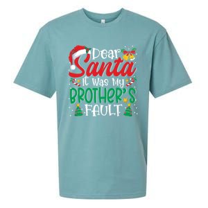 Dear Santa It Was My BrotherS Fault Funny Christmas Funny Gift Sueded Cloud Jersey T-Shirt