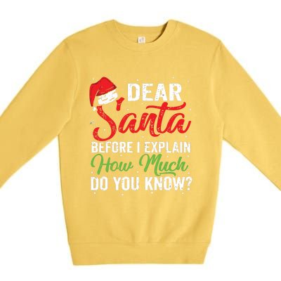 Dear Santa I Can Explain Funny Christmas Adults Premium Crewneck Sweatshirt