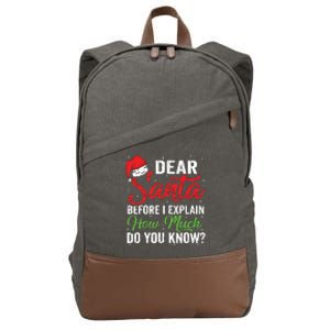 Dear Santa I Can Explain Funny Christmas Adults Cotton Canvas Backpack