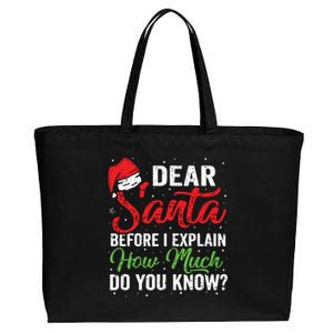 Dear Santa I Can Explain Funny Christmas Adults Cotton Canvas Jumbo Tote