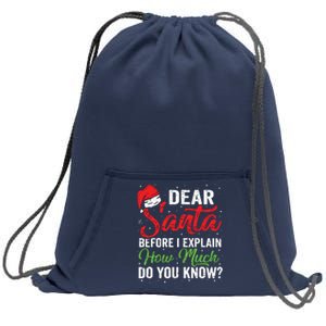 Dear Santa I Can Explain Funny Christmas Adults Sweatshirt Cinch Pack Bag