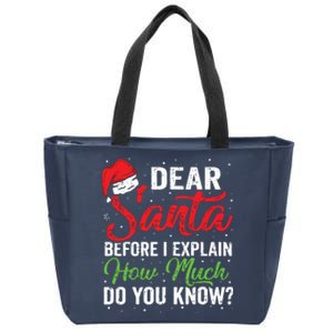 Dear Santa I Can Explain Funny Christmas Adults Zip Tote Bag