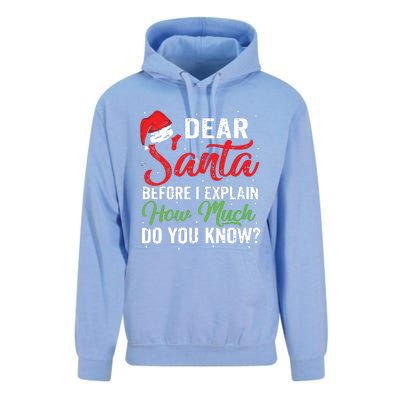 Dear Santa I Can Explain Funny Christmas Adults Unisex Surf Hoodie