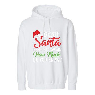 Dear Santa I Can Explain Funny Christmas Adults Garment-Dyed Fleece Hoodie