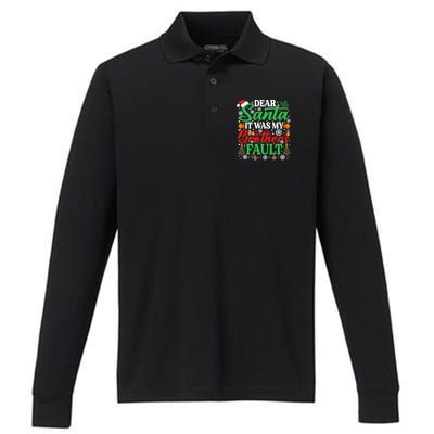 Dear Santa It Was My BrotherS Faulgreat Gift Funny Christmas Cute Gift Performance Long Sleeve Polo