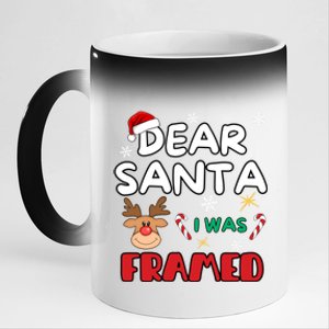 Dear Santa I Was Framed Funny Xmas Family Matching Gift 11oz Black Color Changing Mug