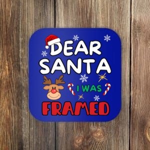 Dear Santa I Was Framed Funny Xmas Family Matching Gift Coaster