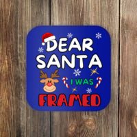 Dear Santa I Was Framed Funny Xmas Family Matching Gift Coaster