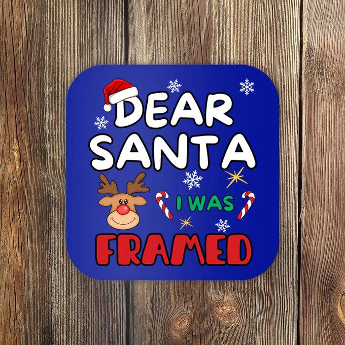 Dear Santa I Was Framed Funny Xmas Family Matching Gift Coaster