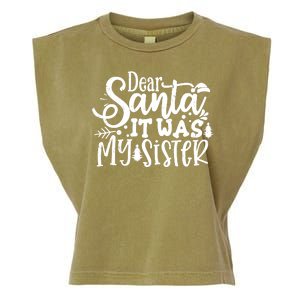 Dear Santa It Was My Sister Funny Christmas Garment-Dyed Women's Muscle Tee